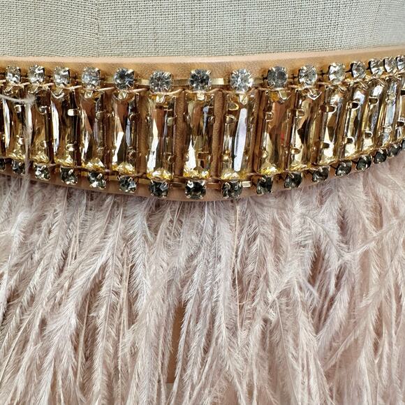 BCBGMAXAZRIA Ostrich-Feather Statement Belt One Size Bare Pink Adjustable NWT - Picture 16 of 16